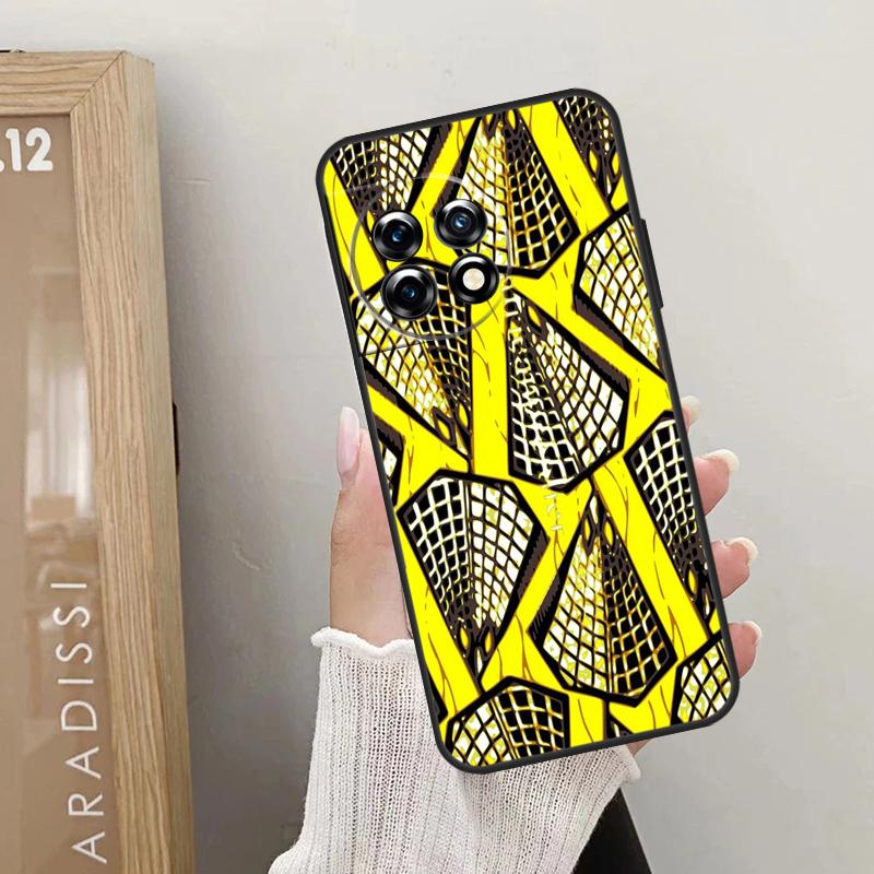 African Wax Pattern Fabric Case For OnePlus 10T 10R 12R 9R 8T 12 11 9 10 Pro Nord CE 2 3 Lite CE4 2T N10 N20 N30 Cover