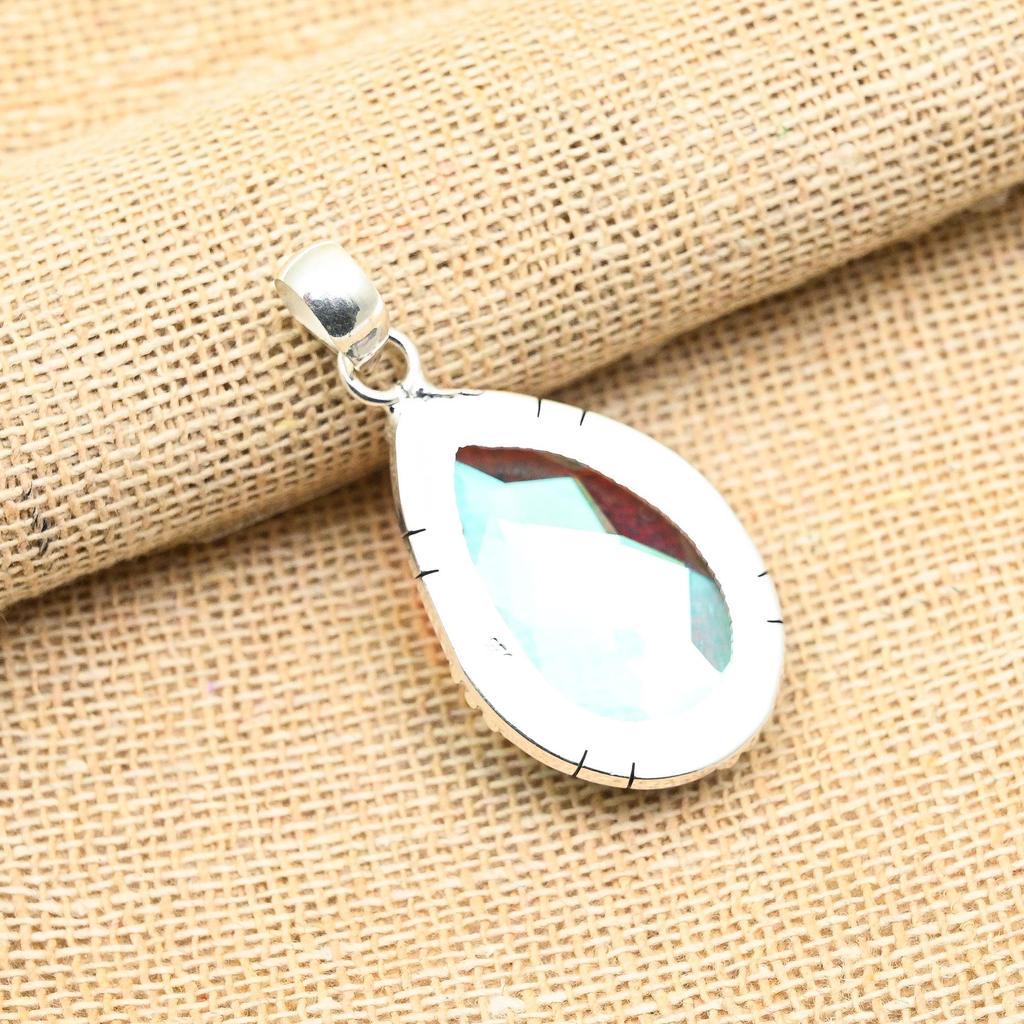 Rainbow Mystic Topaz Gemstone Handmade 925 Solid Sterling Silver Jewelry Pendant For Women