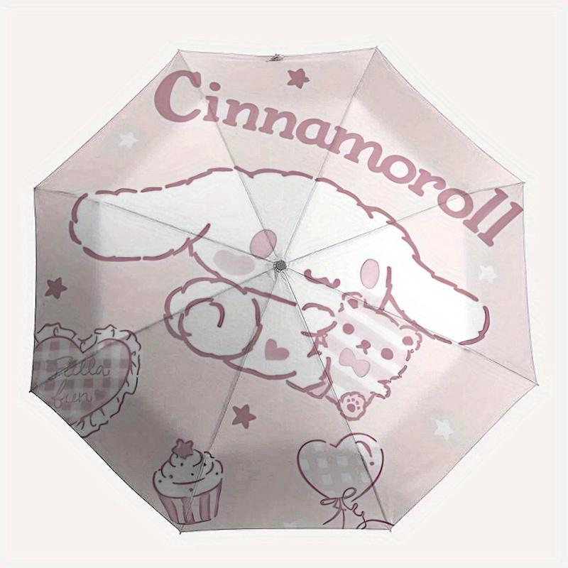 1pc Heart Cinnamoroll Sanrio Automatic 3-Fold Umbrella Design, Cute Cartoon Pattern, Portable Outdoor Umbrella, Perfect, Holiday Gift for fans.S037