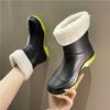 Women's Rain Boots Fashion Wear Versatile Trend Four Seasons Medium Tube Rain Boots Velvet Women's Soft Non-slip Water Shoes