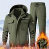 Men's Snow Thickened Set Plus Size Sports Work Suit Jacket + Pants 2-piece Set