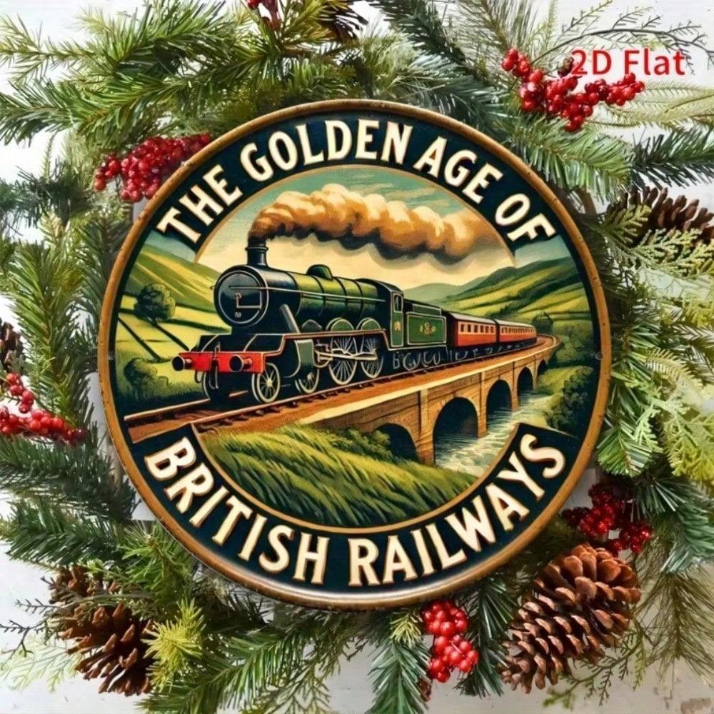 Винтажная металлическая табличка British Railways 8x8 дюймов Настенное искусство с паровозом Декор для поезда