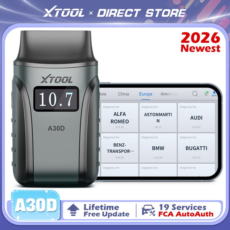 2026 Новый XTOOL Anyscan A30D V2.0 Сканер OBD2 с пожизненным бесплатным обновлением Диагностические инструменты Bluetooth Все системы 19 Сбросов Двунаправленное управление FCA