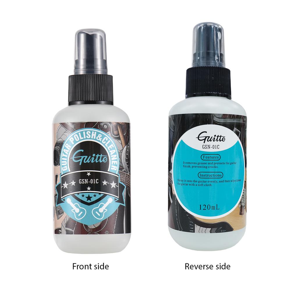 GUITTO Guitar Cleaning Care Kit 120ml Cleaning and Polishing Agent with Cleaning Cloth for Guitar