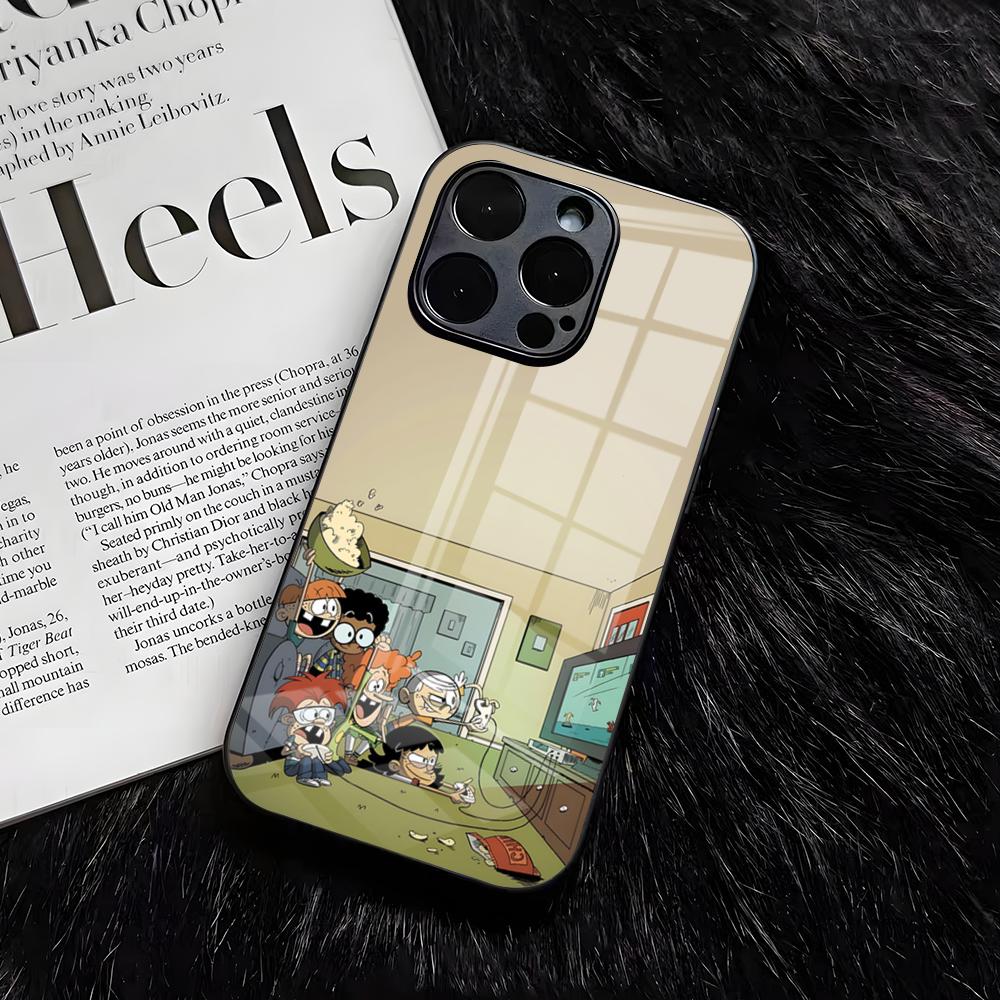 Чехол для телефона L-LoudS H-HouseS Для IPhone 17 Air 16 E Pro Max 15 14 13 Mini 12 Pro 11 Max Plus Черная Стеклянная Крышка