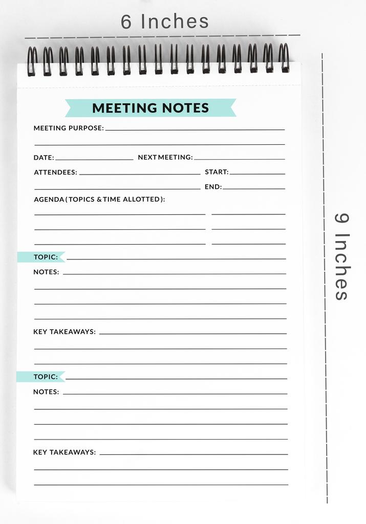 Inkdotpot Блокнот для списка дел – 6” X 9” Бумага канцелярская, классическая белая Планировщик заметок для встреч Блокнот на спирали Ежедневный контрольный список-(50 листов)