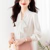 2024 Spring French Ribbon Bow Women’s Long-Sleeve Niche Tops