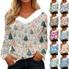 Women's T Shirt Tee Christmas Shirt Long Sleeve Party Christmas Fleece Collar V Neck  Top