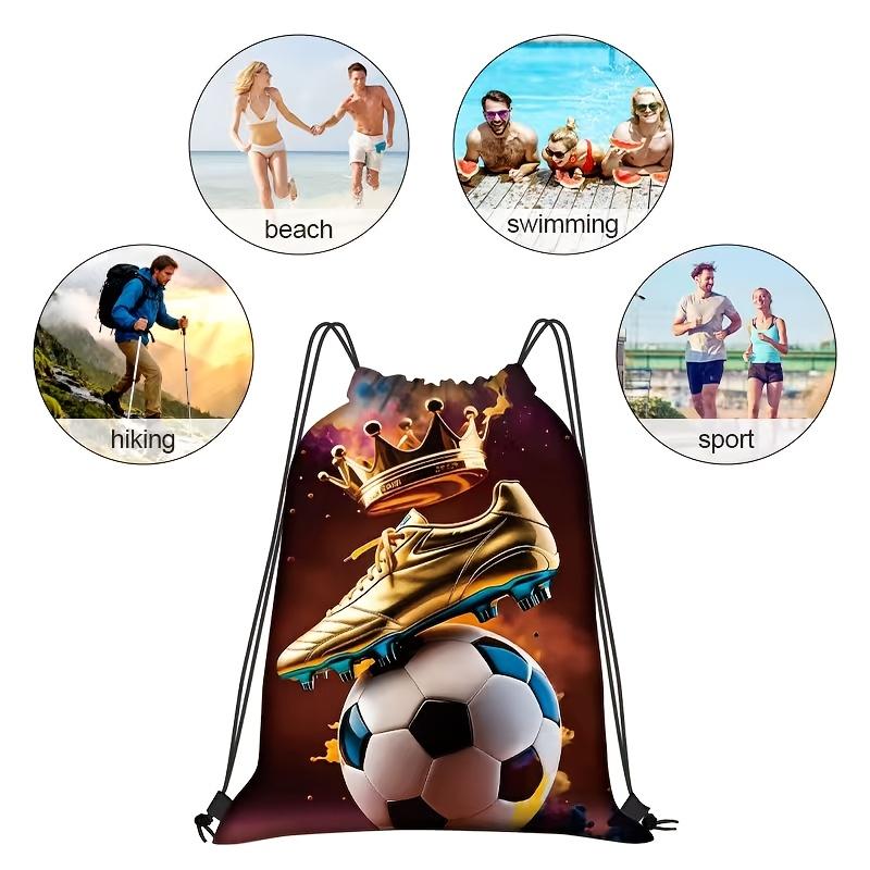 3pcs Football Pattern Drawstring Bags with Practical Pockets, Easy To Carry Football Training Bags
