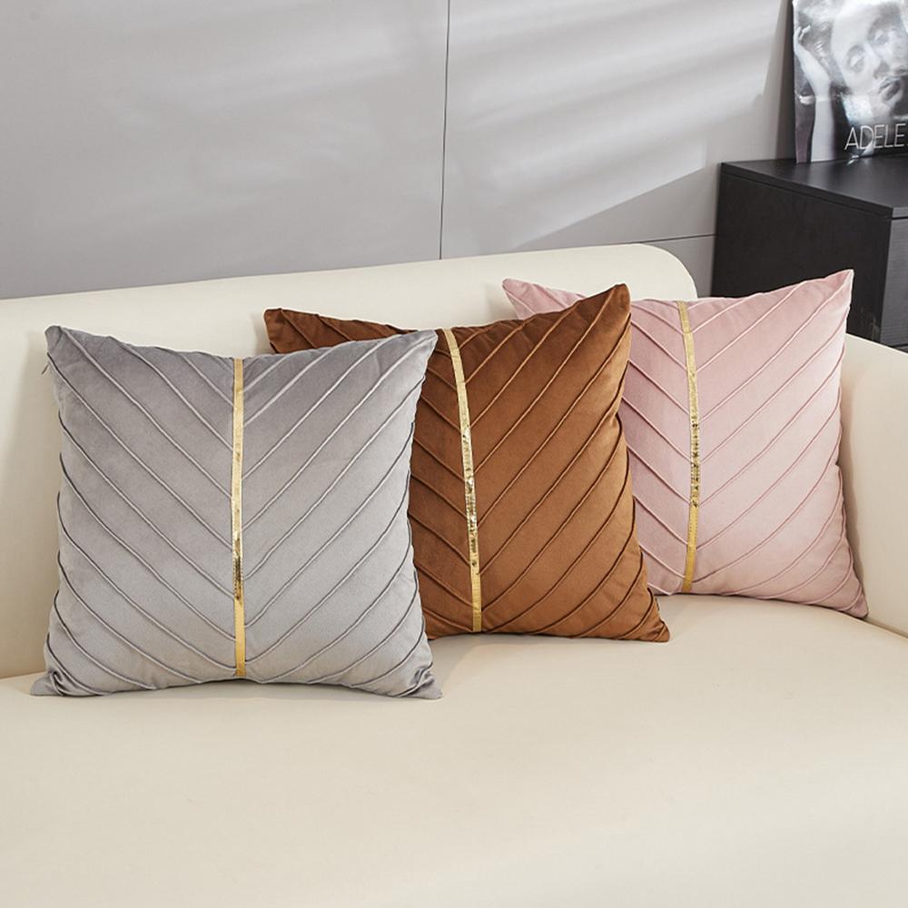 Luxury Nordic Velvet Throw Pillow Covers Gold Leather Decorative Couch Pillowcase Retro Square Pillow Cases Home Textile