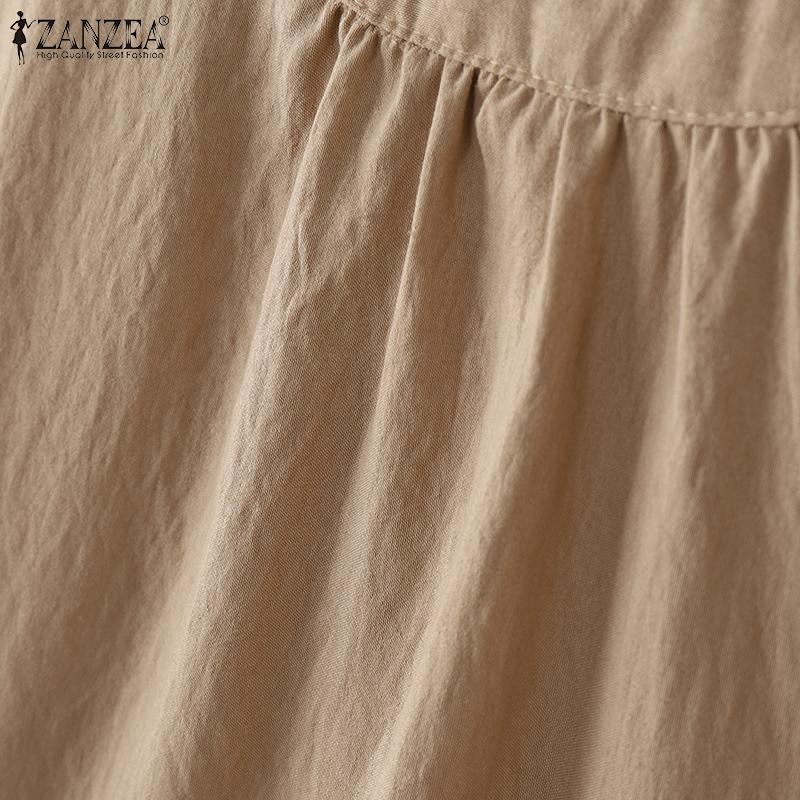 ZANZEA Женская повседневная блузка с круглым вырезом и рукавом 3/4