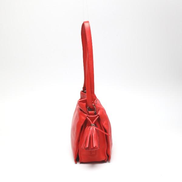 LOEWE leather Tassel Shoulder Bag leather Red Women 380 82 E17 Used
