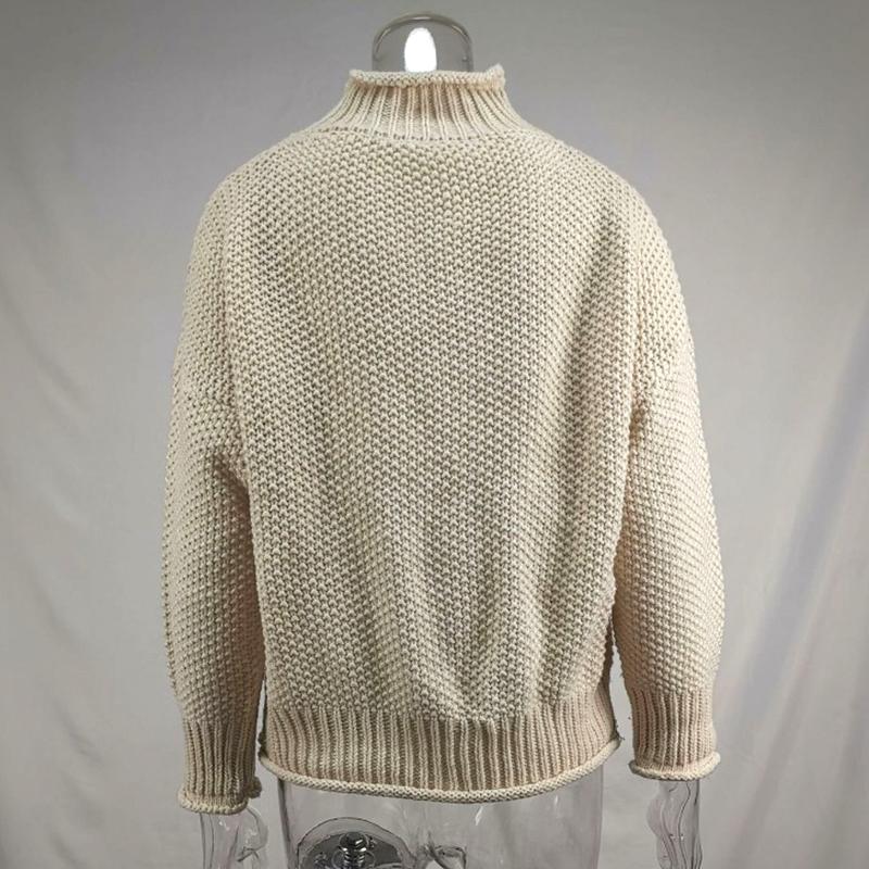 New Autumn Long Sleeve Loose Casual Knitwear Sweater Women Winter Half High Neck Pullover Sweaters for Women Fashion Plus Size Knitted Sweater 24889