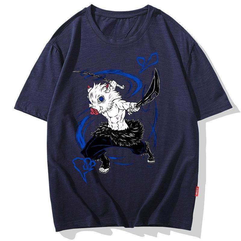 Demon Slayer Inosuke Hashibira Beast Breathing Print T Shirt Men Women Casual Short Sleeve O Neck Cotton Tee Tops