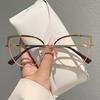 KAMMPT Women's Trendy Metal Eyeglass Frame Trans Lens Glasses Alloy Non-prescription Fake Glasses New Cat Eye Irregular Eyewear