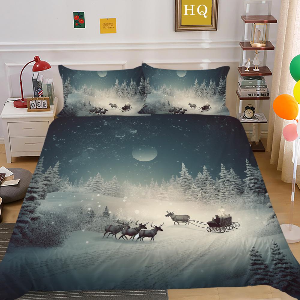 Комплект постельного белья из микрофибры с 3D рождественской печатью, полноразмерный комплект постельного белья из микрофибры, высококлассные милые покрывала