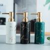 Luxury Gold Plated Marbled Ceramic Lotion Bottle Portable Soap Dispenser Bathroom Accessories Press Shampoo Moisture Pack Bottle