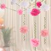 4pcs Paper Flower Garland Lightweight Simulation Pom Leaf Flower Banner for Birthday Wedding Engagement Baby Shower Party Decor