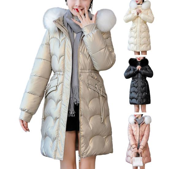 Женское зимнее хлопковое пальто с утолщенным мягким капюшоном из искусственного меха, гладкое, облегающее, с сохранением тепла, ветрозащитное, средней длины с капюшоном, с длинным рукавом, на молнии