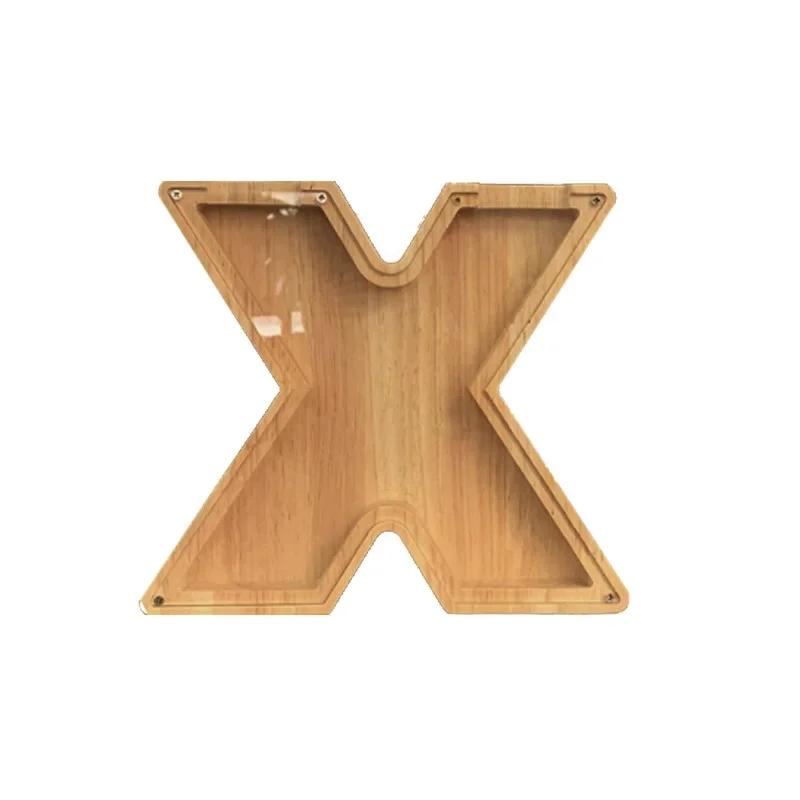 Домашнее украшение 26 букв деревянная копилка с персонализированной прозрачной стеклянной копилкой для детей Подарок детям