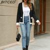 BITCED Premium Jacket Autumn Casual Colour-Block V-Neck Knitted Cardigan
