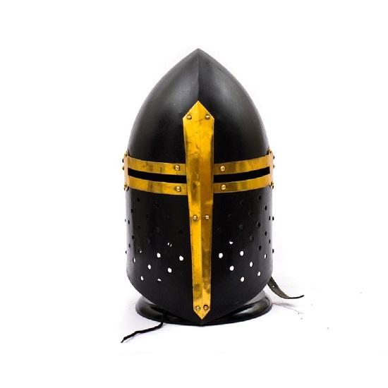 Средневековые доспехи Templar Knight Sugarloaf Black Finish Helmet