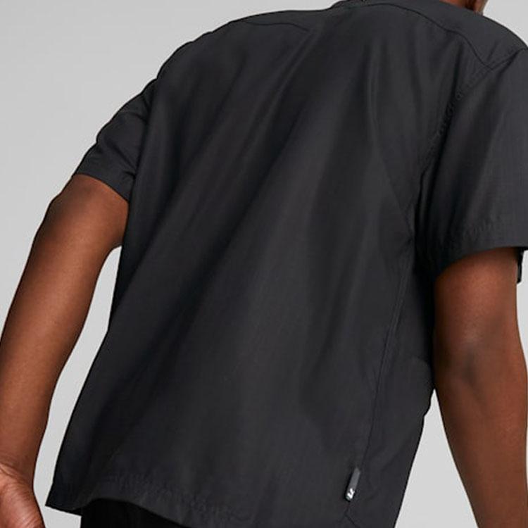 Puma Downtown Series Ss23 однотонная свободная рубашка с коротким рукавом с логотипом, мужские рубашки черного цвета 538255-01