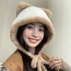 Plush Faux Fur Bucket Hat Korean Style Women Fluffy Hats Fashion Cute Cat Ear Hat  Outdoor