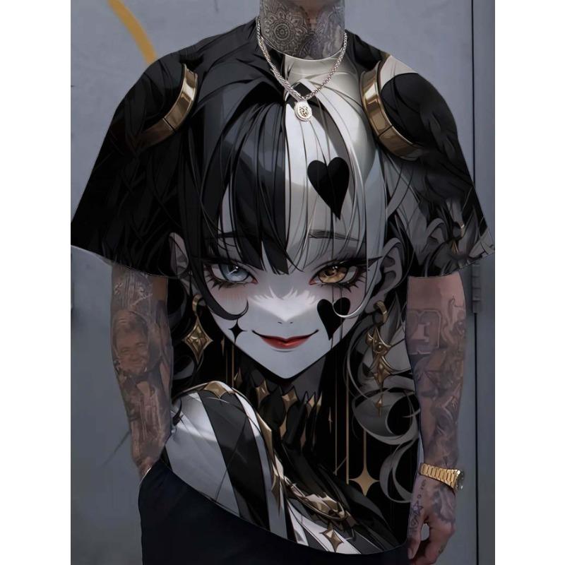 Футболка с рисунком девушки-татуировки из мультфильма, 3D-принт, мужская, большой размер, толстовка для мужчин, Bad Girl Harajuku, короткий рукав, футболка