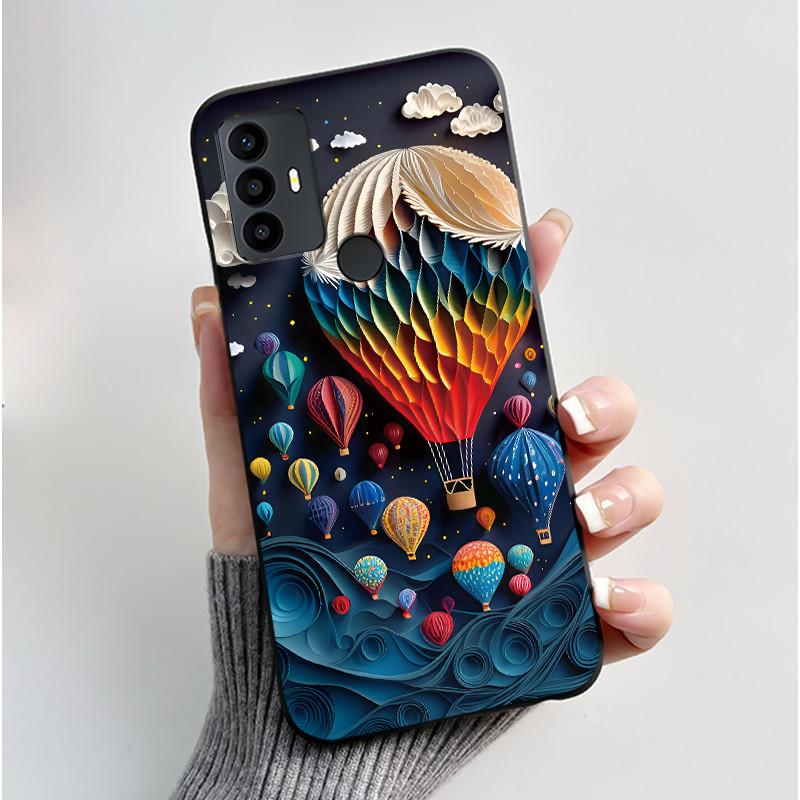 Cute Case For TCL 30 SE Protective Cover For TCL 30E Funda For TCL 306 305 Printing Shell Soft Silicone Cartoon Black Casing