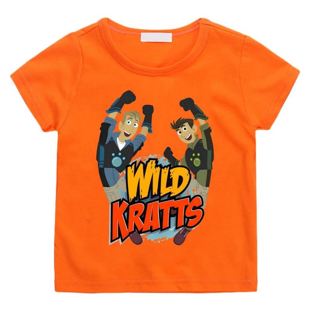 2026 Лето новый Мультяшная футболка Wild krats 3D печать Новая футболка Детская Веселое приключение Мультяшная футболка Крутой парень Короткий рукав