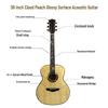 36" Cloud Peach Solid Wood Folk Guitar for Kids, Beginner Travel Guitar