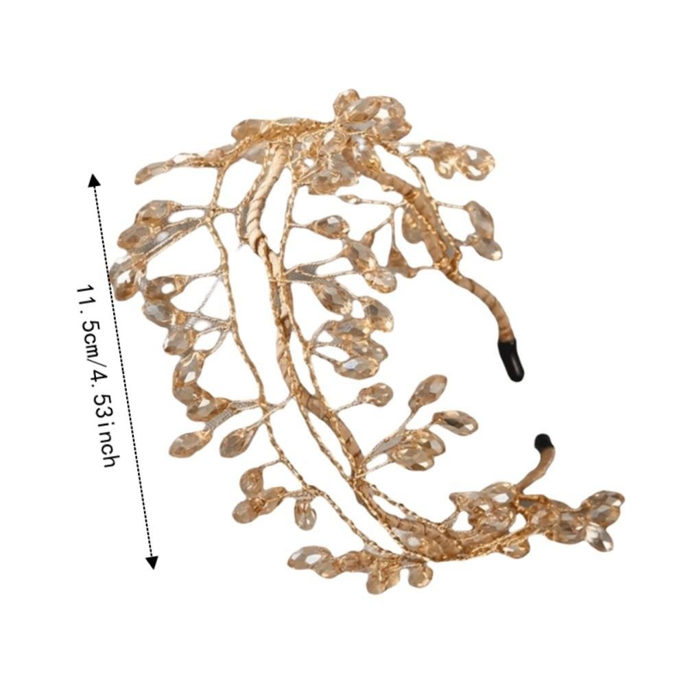 Woven Wire Hair Hoop Elegant Headpiece Super Temperament Crystal Leaf Branch Headband Formal Prom