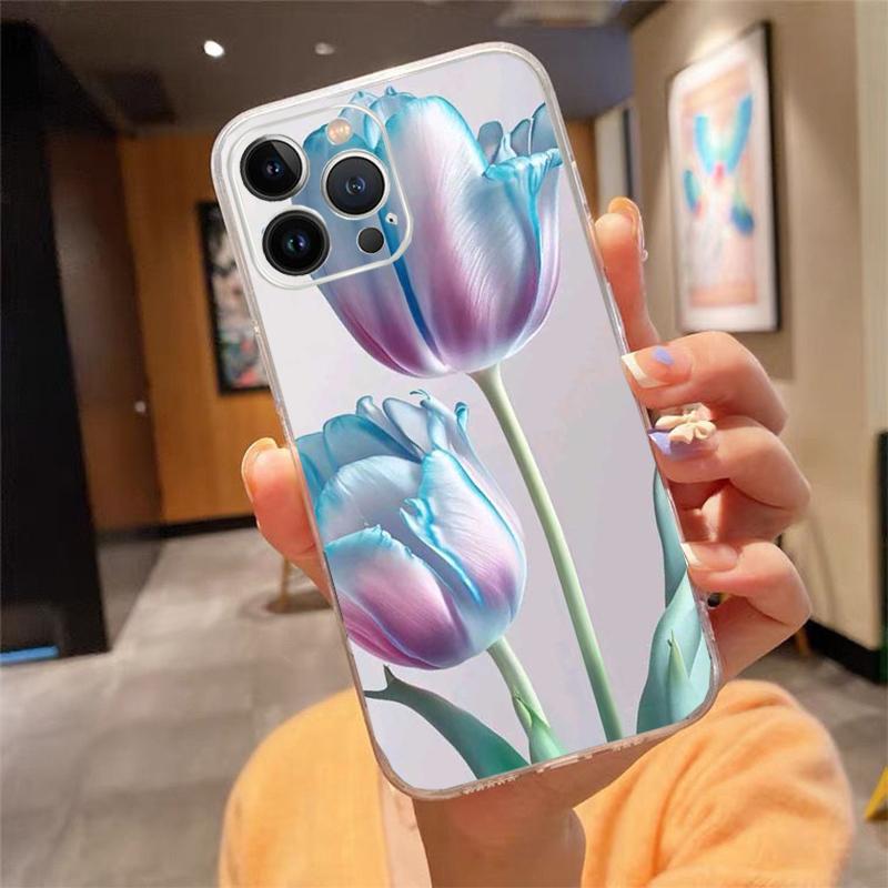 Чехол для телефона с тюльпанами для iphone 17 Pro Max Air 16 15 14 13 Pro Max 15 16 Pro 15Plus