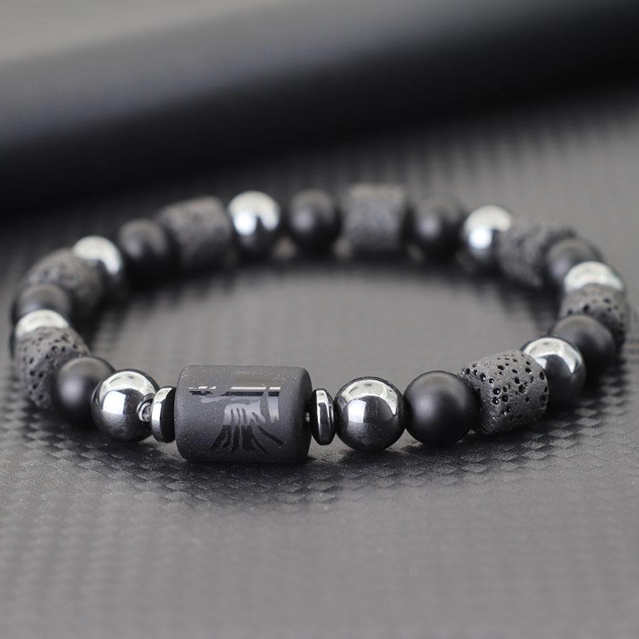 Twelve Constellations Men Bracelet Obsidian Lava Stone Braclet Retro Beads Hematite Yoga Healing Braslet Couple Wrist Accessories Gift For Him