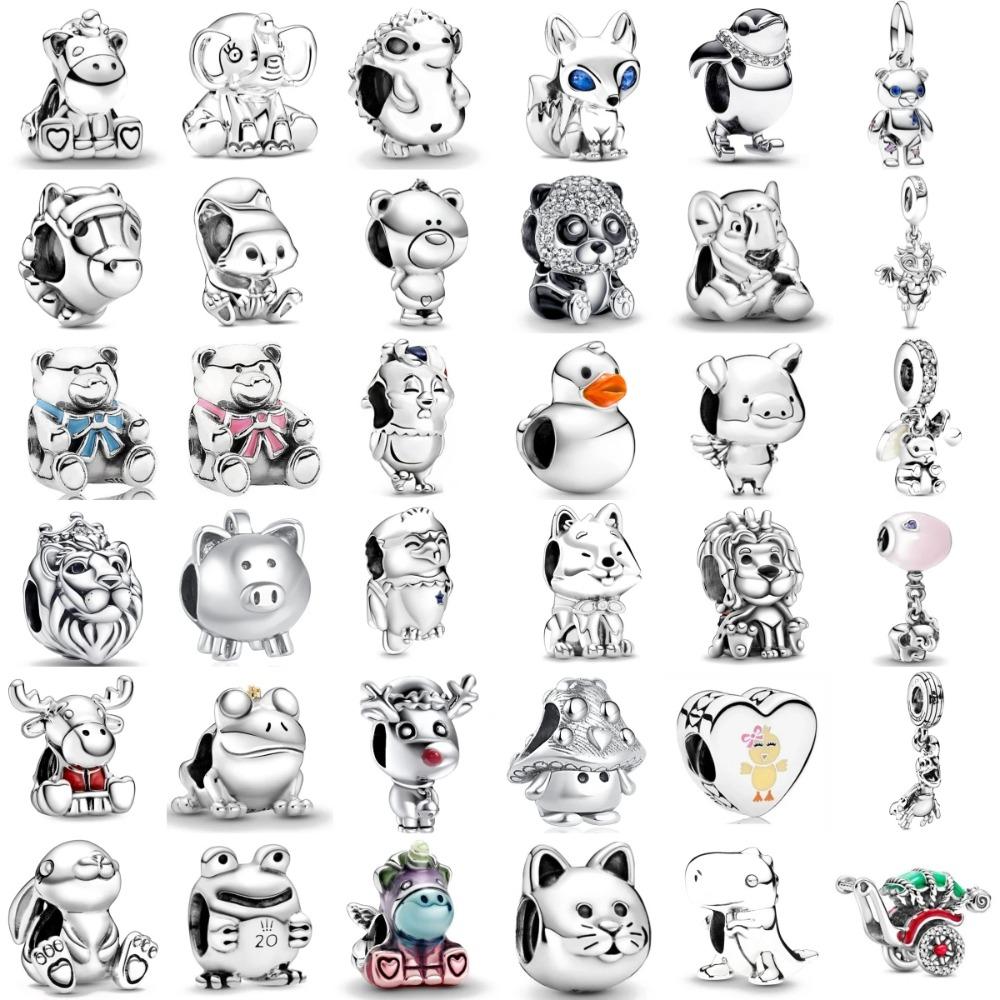 Newest 925 Silver Charm Bracelet Women Jewelry Cute Animals Series Duck Lion Design