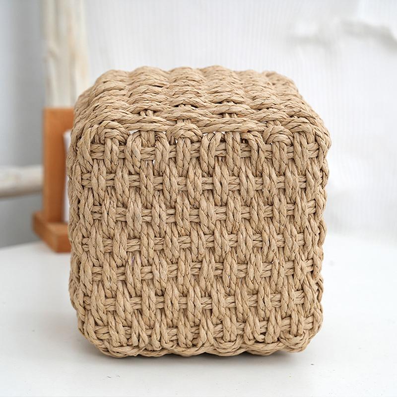 3 шт. Плетеные вручную соломенные мягкие круглые корзины для хранения из бумажной веревки для организации, декоративные контейнеры для хранения, офисная коробка для хранения