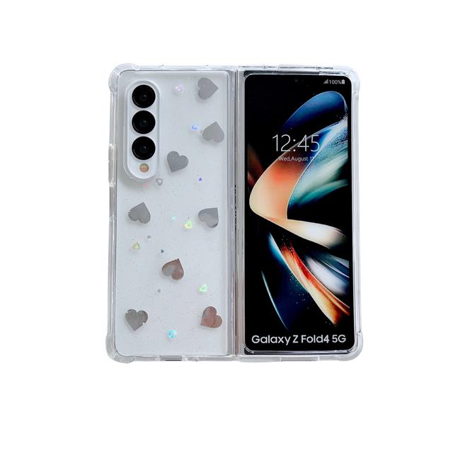 Для Samsung Galaxy Z Fold 4 3 чехол с серебряной звездой и милой любовью нарисованная прозрачная противоударная жесткая задняя крышка для Samsung Zfold4 Fold3
