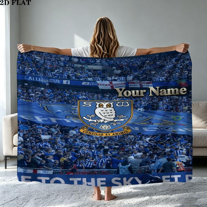1PC Sheffield Wednesday Football Club Custom Name Patterned Flannel Blanket Suitable For All Seasons for Home Decor Warmth and Comfort Gifts Holiday P