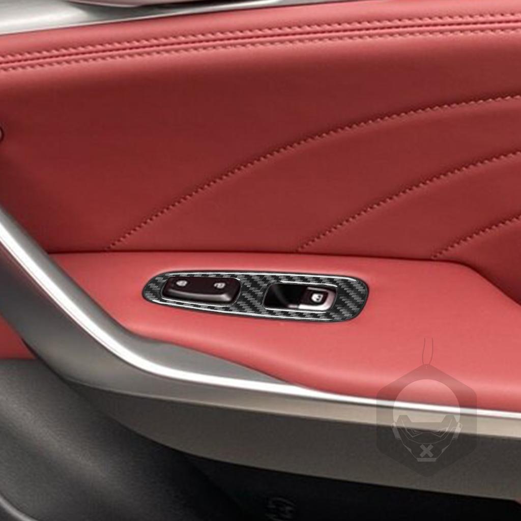 For Kia Stinger 2019-2025 Carbon Fiber Window Lift Switch Control Panel Trim Cover Car Accessories Interior Decoration Sticker