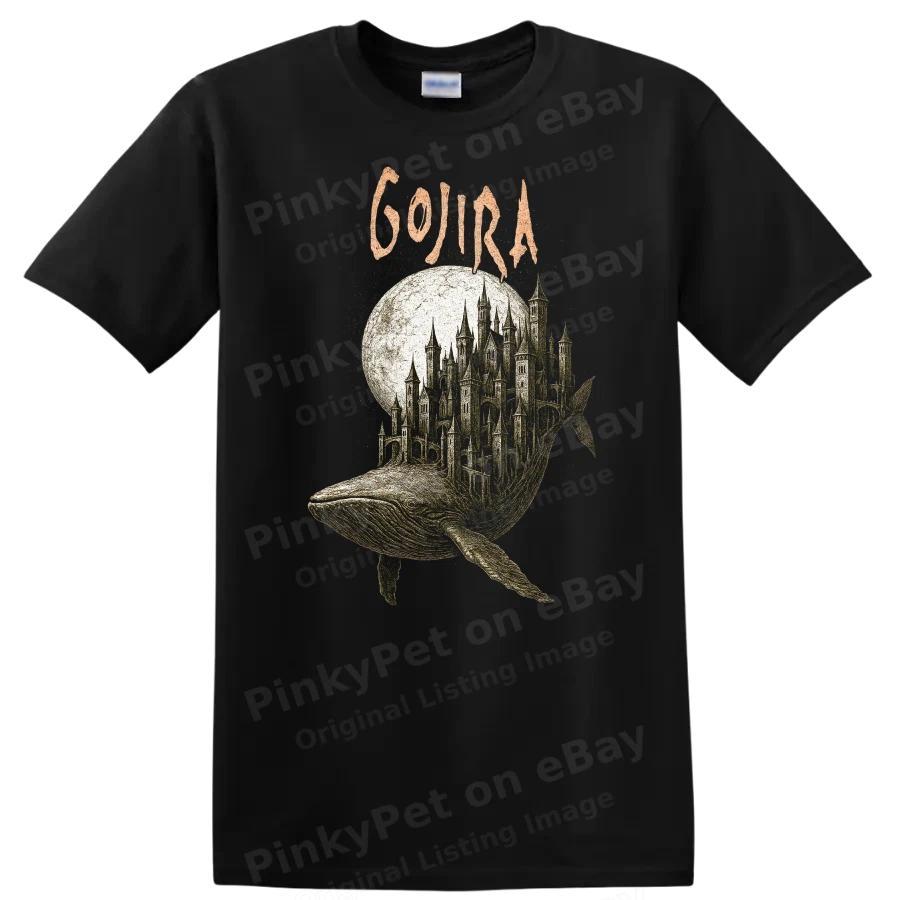 Gojira Ретро Рок Кит Город Замок Луна Фэнтези Арт Футболка с