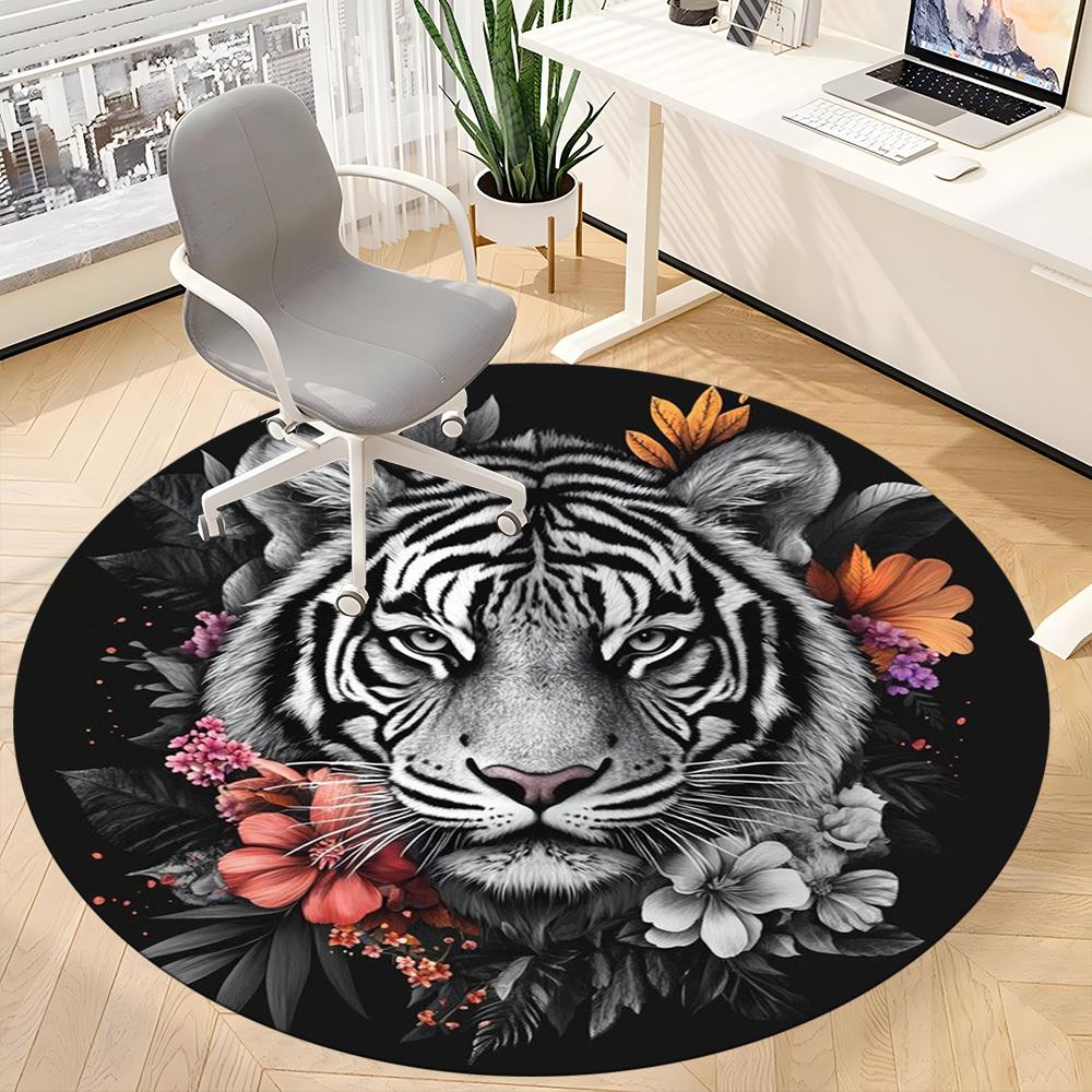 1pc Tiger Floral Decor Chair Carpet for Office Non-Slip Mat for Office - Decorative Floor Mat  yy251030212