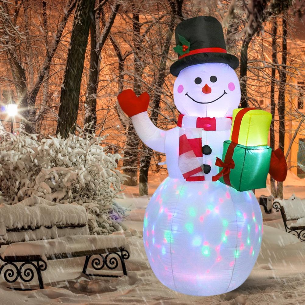 Christmas Inflatable Snowman 1.5m LED Illuminated Light Lantern Model Colorful Rotate Airblown Dolls Toys for Home Party Decor