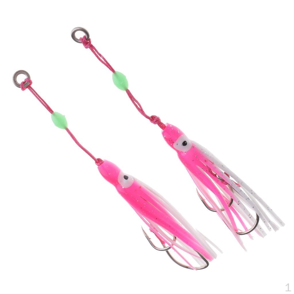 Soft Fishing Lures Squid Skirts Lure Trolling Hoochies With 2 Hook - Pink 6cm