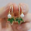 Женские серьги-подвески с зеленым цирконием и кленовым листом, новинка 2023 года, модные ювелирные аксессуары для свадебной и помолвочной вечеринки