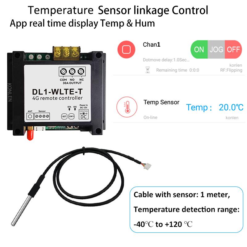 4G LTE APP GSM Temperature Sensor Controller Smart Thermometer Thermostat With Relay Switch SMS Remote Control Automation DL1