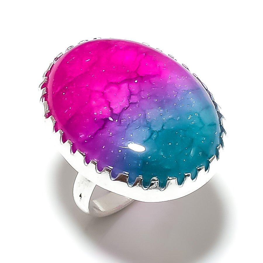Rainbow Solar Quartz Gemstone 925 Sterling Silver Jewelry Ring Size 9.5 a2R77