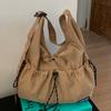 Japan and Korea Casual Drawstring Tote Bag Women's 2025 New Large-capacity Casual Commuter Bag Fashionable Shoulder Messenger Bag