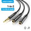 Vention 3.5mm Audio Splitter Jack 3.5 Male To 2 Female Mic Splitter Earphone Headphone
