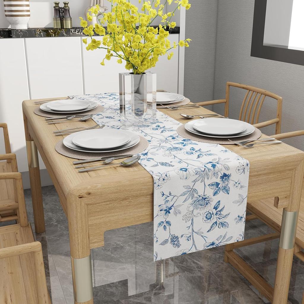 Монохромные Эскизы Цветы Льняная Скатерть-Дорожка Шарфы для Платьев Декор Кухня в Стиле Кантри Скатерть-Дорожка для Обеденного Стола Декор для Праздничной Вечеринки